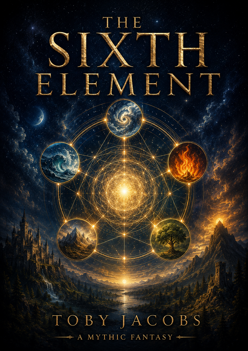 Front cover of The Sixth Element, a mythic fantasy by Toby Jacobs